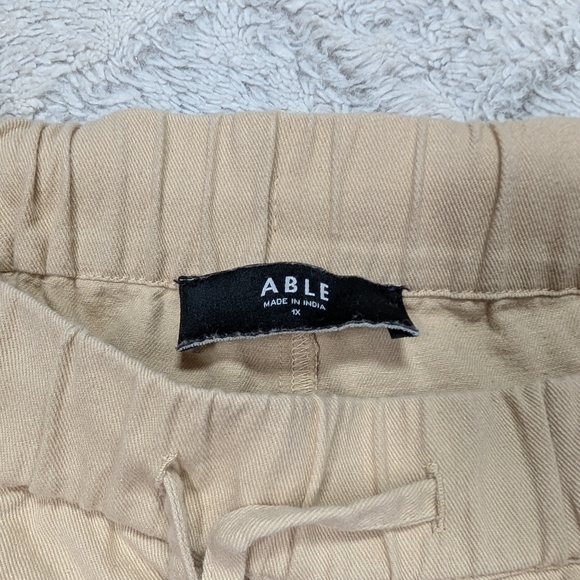 Able Pants Womens 1X Beige Pull On Cotton Twill Stretch Taper Casual Crop - Picture 6 of 8